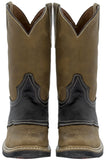 Mens Sand & Brown Cowboy Boots Leather Western Square Toe