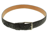 Black Western Cowboy Belt Anteater Print Leather - Silver Buckle