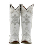 Womens Marfil White Wedding Cowboy Boots Rhinestones - Snip Toe