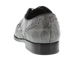 Dolce Pelle - Men's Black Full Genuine Crocodile Derby Shoes Semi Brogues