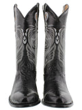 Men's Black Genuine Ostrich Leg Skin Leather Cowboy Boots Roper Toe