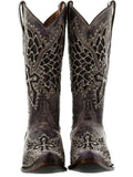 Womens Alas46 Purple Cross & Wings Western Cowboy Boots - Snip Toe