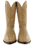 Tan Leather Cowboy Boots Real Crocodile Tail Skin J Toe