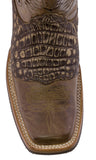 Men's Work Western Cowboy Boots Square Toe Crocodile Belly Pattern Real Leather
