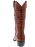 Men's Cognac Original Full Crocodile Alligator Leather Rodeo Cowboy Boots Round