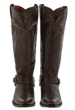 Womens Hayek Dark Brown Leather Cowboy Boots Studded - Snip Toe