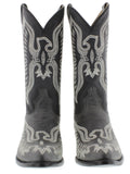 Men's Gray Classic Stitched Design Leather Cowboy Boots J Toe